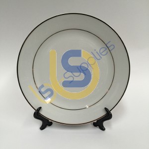 8"Gold Rim Ceramic Plate with Stand for Sublimation Printing
